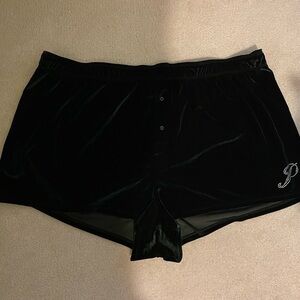 VS. PINK bling dark green velvet sleep shorts XXL like new